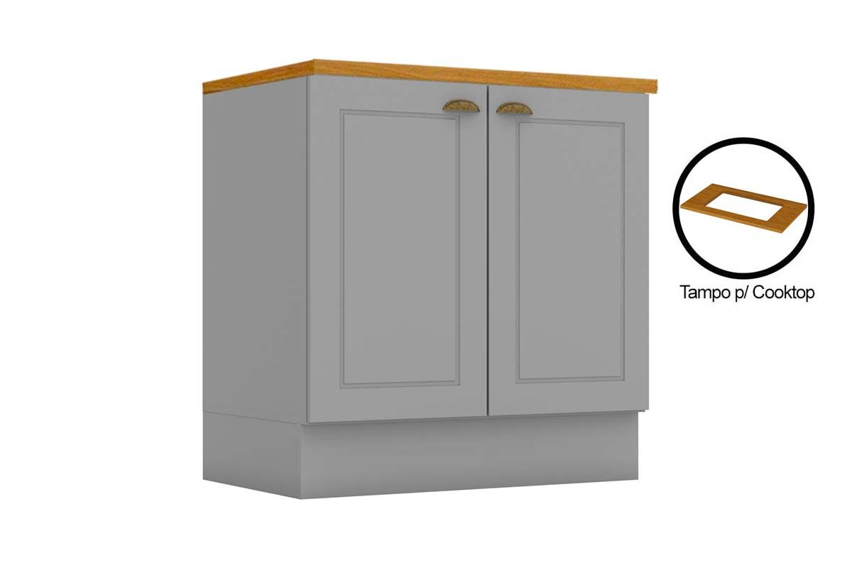 Balcão Cozinha Henn c/Tampo p/ Cooktop Americana c/2 Portas 80cm