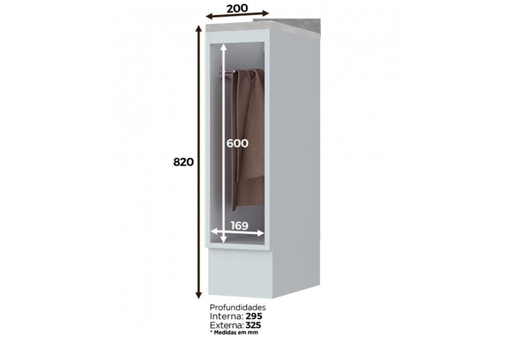 Balcão Cozinha Henn c/Tampo Americana Porta Toalha 20cm