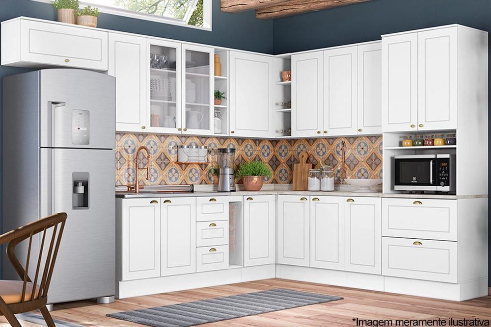 Balcão Cozinha Henn c/Tampo Americana Porta Toalha 20cm