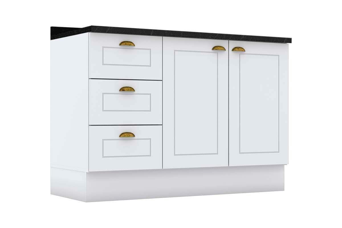 Balcão Cozinha Henn p/ Pia c/Tampo Americana c/2 Portas e 3 Gavetas 120cm