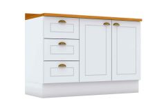 Balcão Cozinha Henn p/ Pia c/Tampo Americana c/2 Portas e 3 Gavetas 120cm