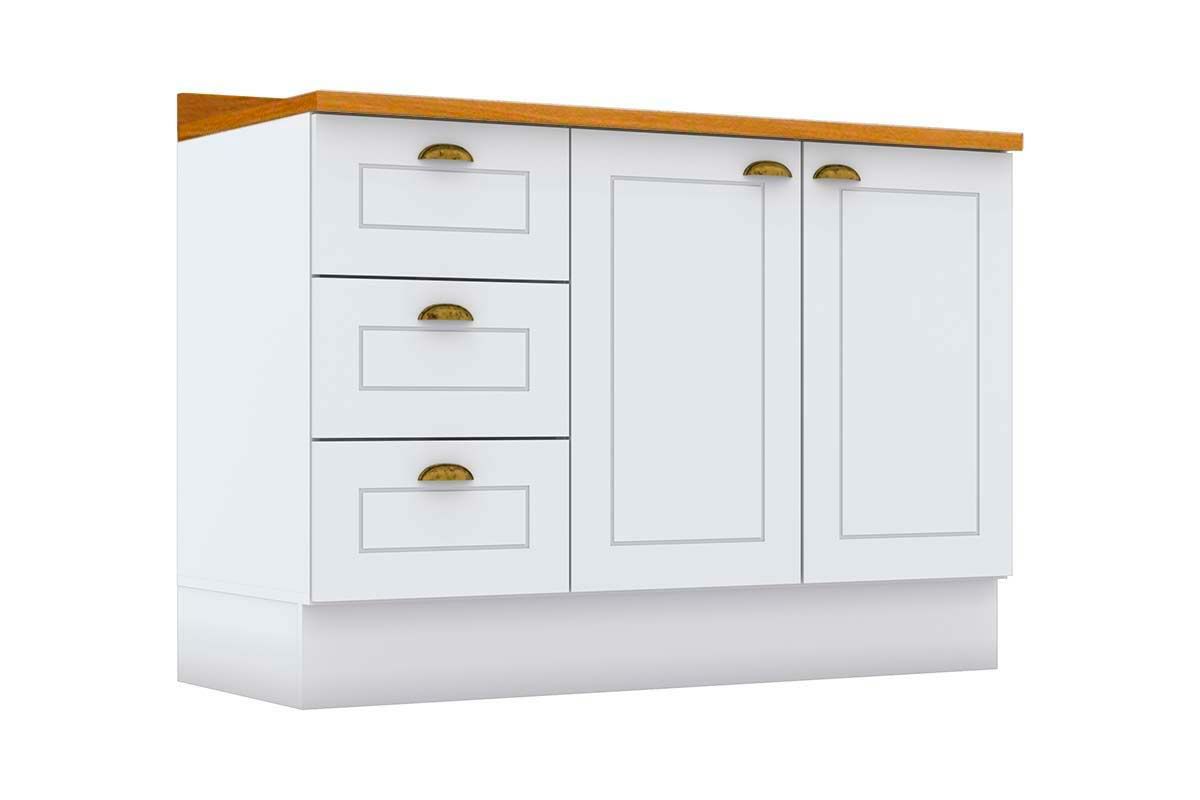 Balcão Cozinha Henn p/ Pia c/Tampo Americana c/2 Portas e 3 Gavetas 120cm