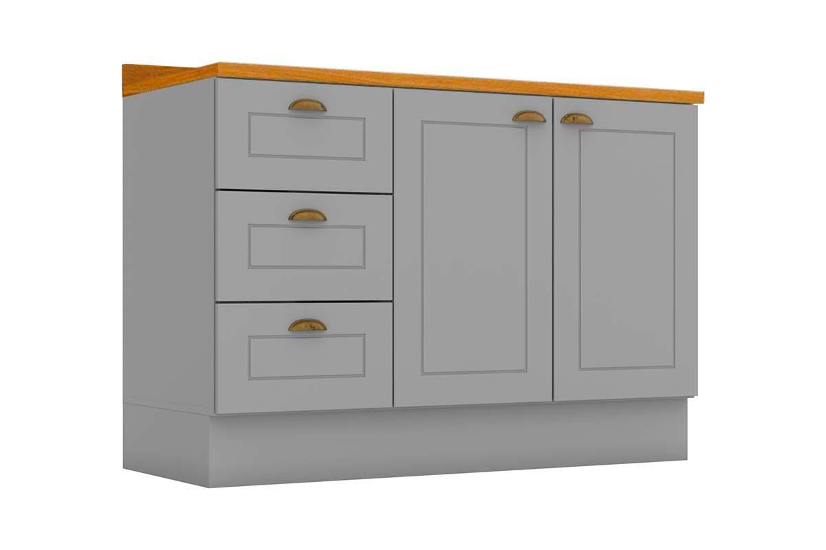 Balcão Cozinha Henn p/ Pia c/Tampo Americana c/2 Portas e 3 Gavetas 120cm
