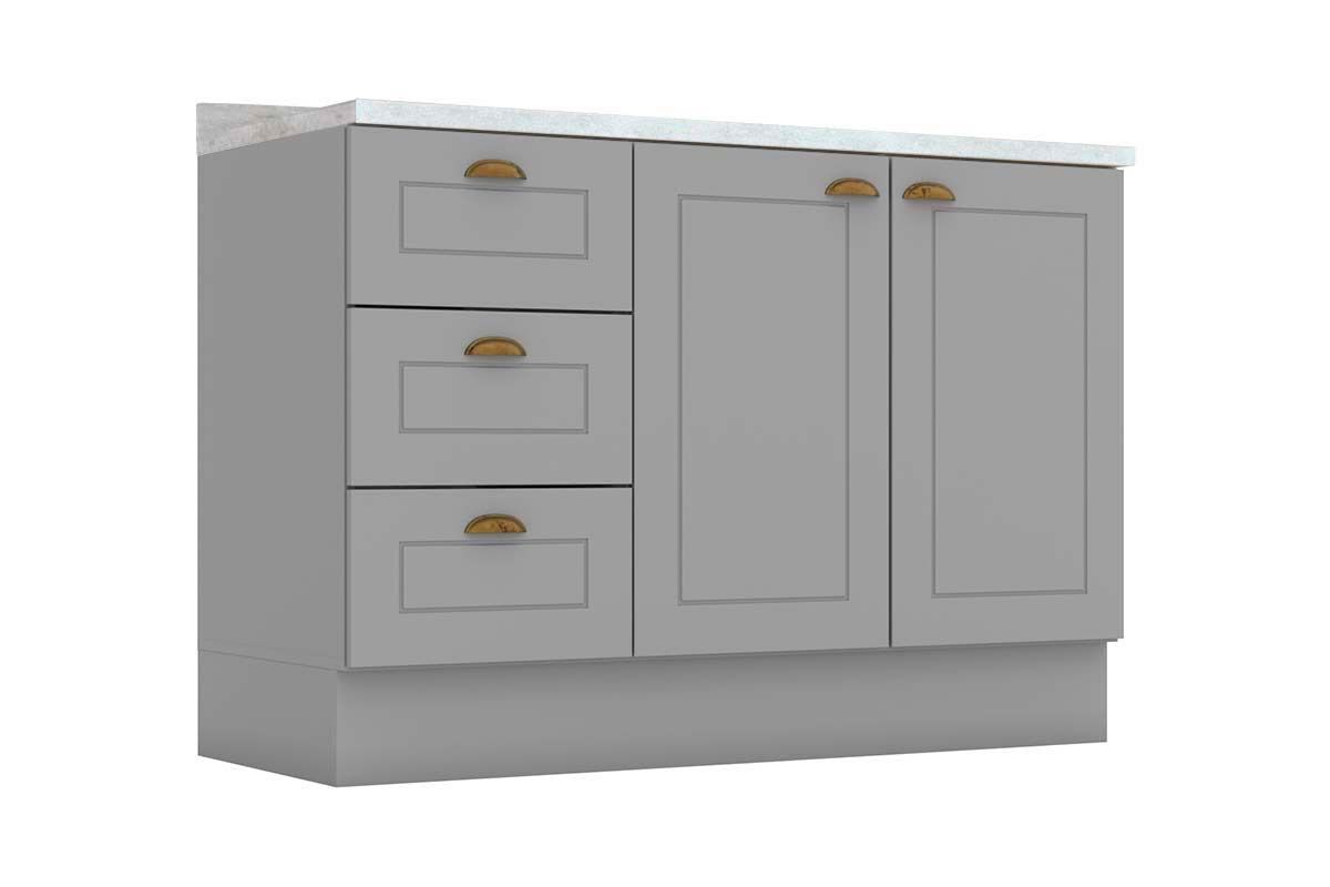 Balcão Cozinha Henn p/ Pia c/Tampo Americana c/2 Portas e 3 Gavetas 120cm
