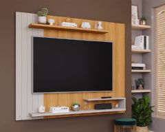 Painel Home p/ TV até 50 Pol Floripa c/Prateleiras Ripado 161x135cm Permóbili