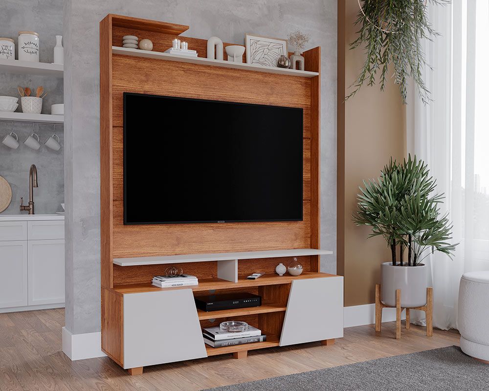 Home p/ TV até 55 Pol Master 135cm PermóbiliCinamomo/Off White Home p/ TV até 55 Pol Master 135cm PermóbiliCinamomo/Off White
