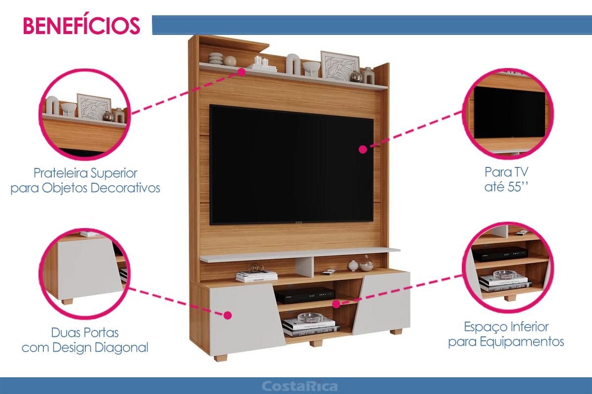 Home p/ TV até 55 Pol Master 135cm Permóbili Home p/ TV até 55 Pol Master 135cm Permóbili
