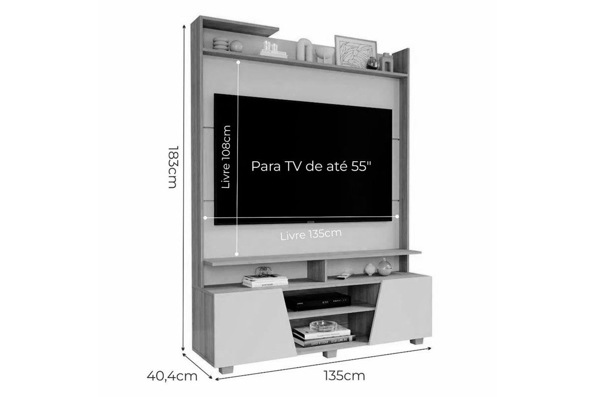 Home p/ TV até 55 Pol Master 135cm Permóbili Home p/ TV até 55 Pol Master 135cm Permóbili