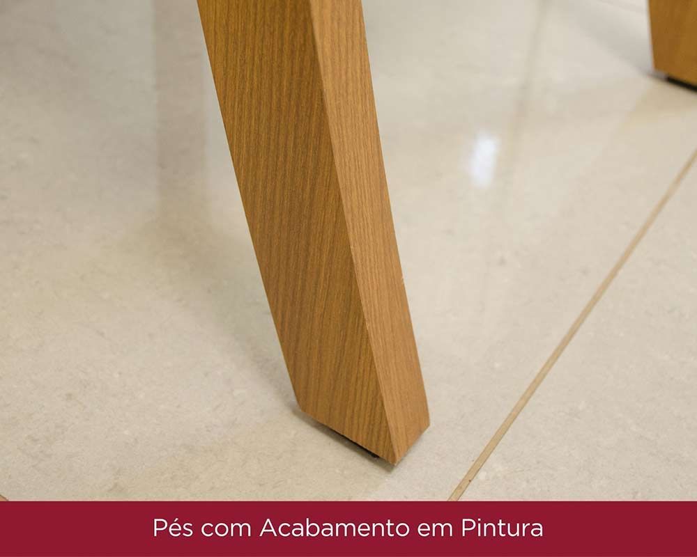 Sala de Jantar Completa Yara c/ Tampo Madeirado c/ Vidro Reto 160x90cm e 6 Cadeiras Milla - Henn