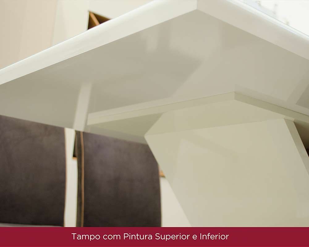 Sala de Jantar Completa Yara c/ Tampo Madeirado c/ Vidro Reto 160x90cm e 6 Cadeiras Milla - Henn
