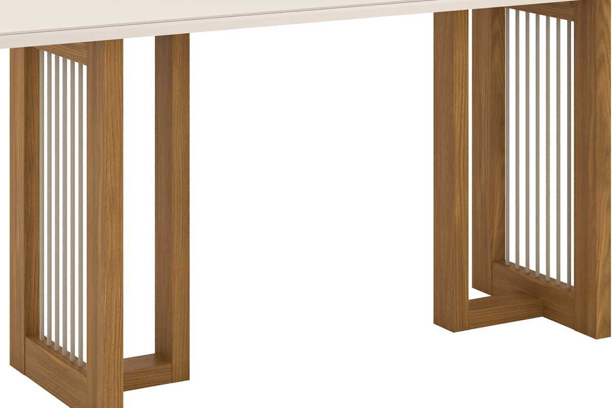 Sala de Jantar Completa Yara c/ Tampo Madeirado c/ Vidro Reto 160x90cm e 6 Cadeiras Milla - Henn