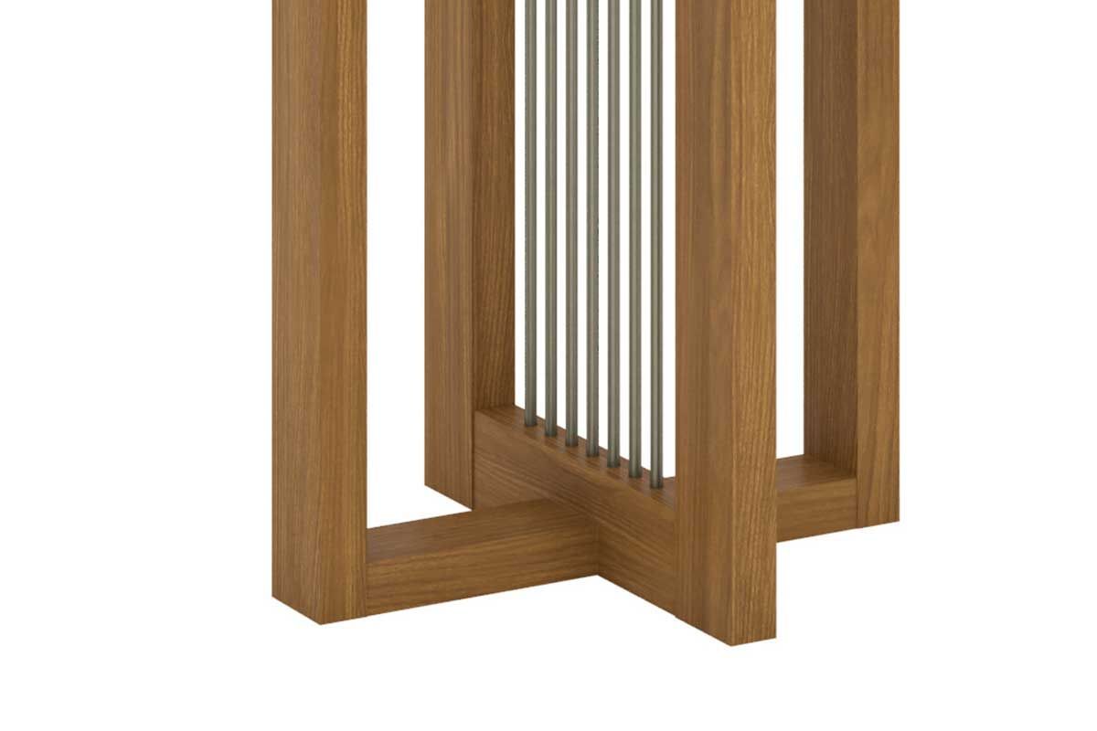 Sala de Jantar Completa Natalí c/ Tampo Madeirado c/ Vidro Reto 120x80cm e 4 Cadeiras Eloa - Henn