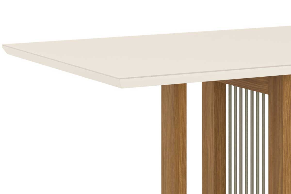 Sala de Jantar Completa Natalí c/ Tampo Madeirado c/ Vidro Reto 120x80cm e 4 Cadeiras Isa - Henn