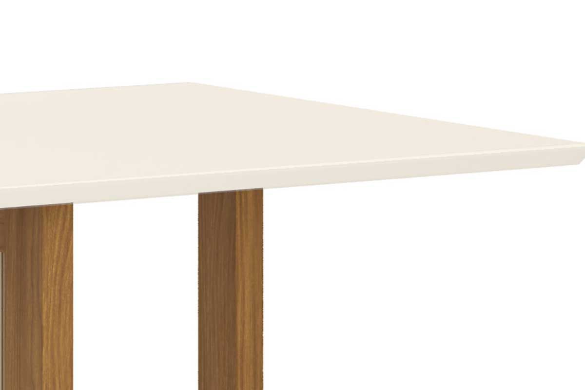 Sala de Jantar Completa Natalí c/ Tampo Madeirado c/ Vidro Curvo 120x80cm e 4 Cadeiras Malu - Henn