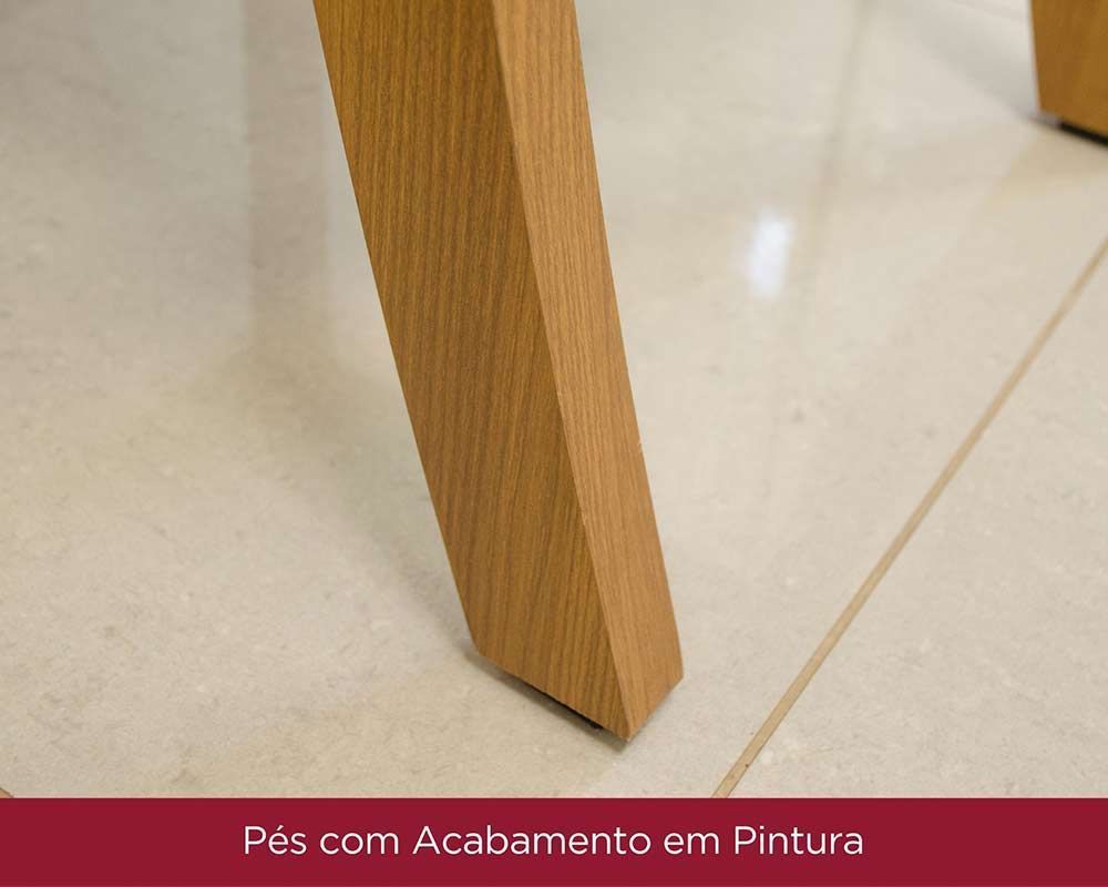 Sala de Jantar Completa Orus Tampo Madeirado c/ Vidro 120x80cm e 4 Cadeiras Milla - Henn