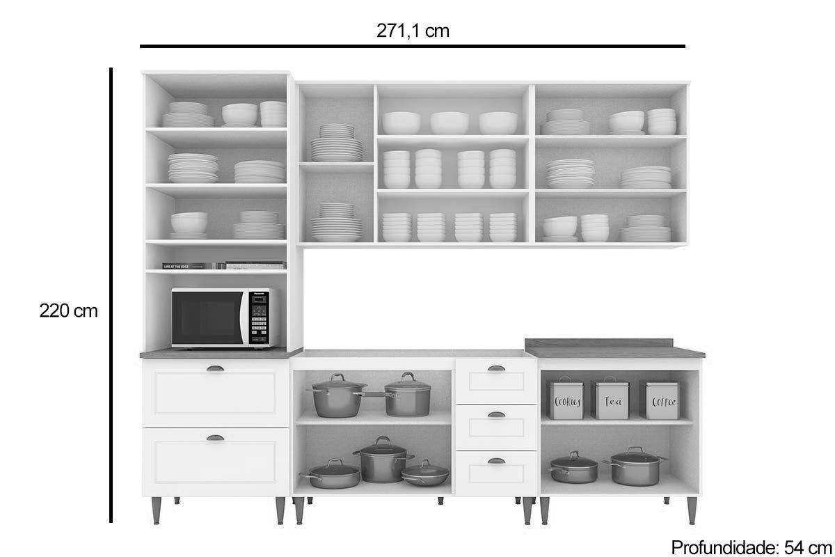 Cozinha Completa Henn 6 Peças Americana c/Pés C5P61
