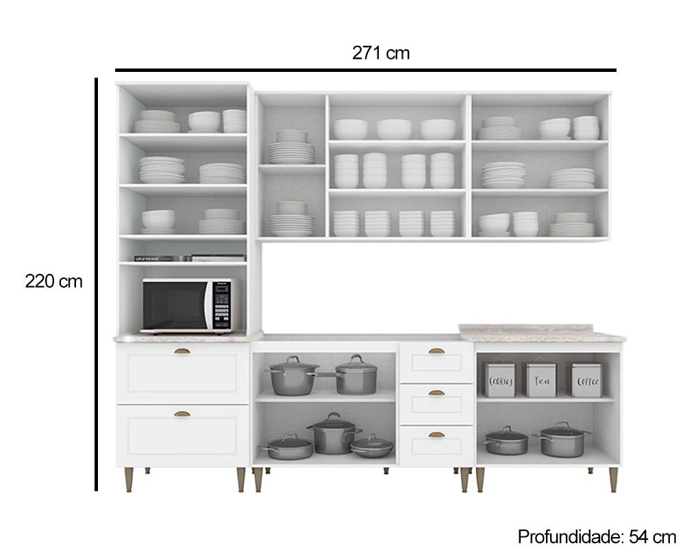 Cozinha Completa Henn 6 Peças Americana c/Pés C5P62