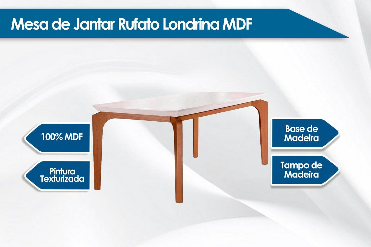 Sala Jantar Mesa Londrina c/ Tampo Madeirado c/ Vidro 120x80cm e 4 Cadeiras Lunara - Rufato