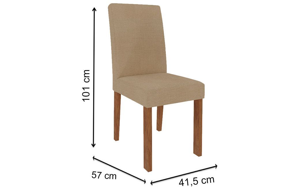 Sala Jantar Mesa Adele Madeira Maciça c/ Tampo Madeirado c/ Vidro 130x80cm e 4 Cadeiras Maia - Cimol