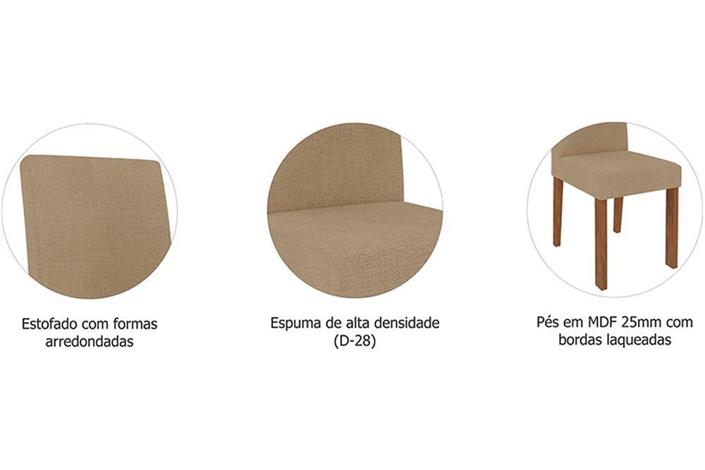 Sala Jantar Mesa DanI c/ Tampo Madeirado c/ Vidro 110cm e 4 Cadeiras Maia - Cimol