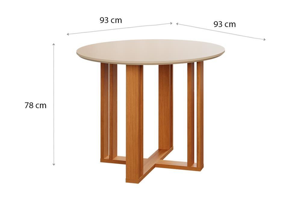 Sala Jantar Mesa Flora c/ Tampo Madeirado 93cm e 4 Cadeiras Maia - Cimol