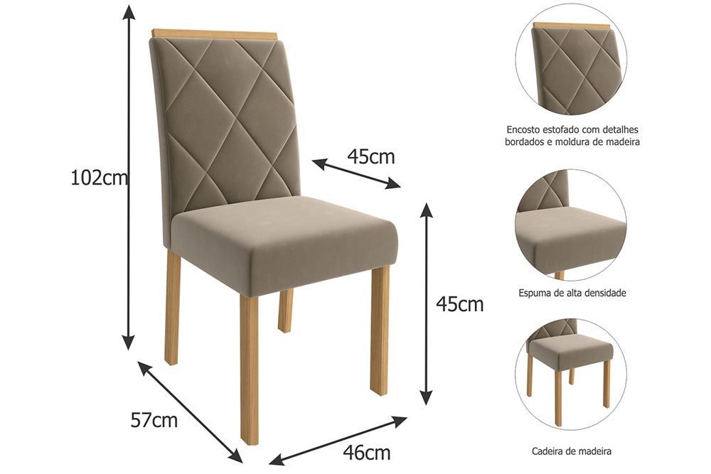 Cadeira Jantar Fernanda Kit 4 Un Cimol