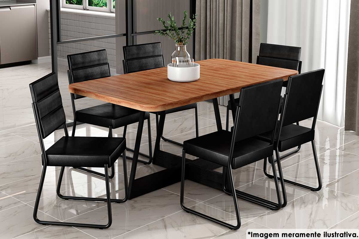 Mesa Jantar Átria Retangular 1592 Aço c/Tampo Madeirado 160cm Carraro Mesa Jantar Átria Retangular 1592 Aço c/Tampo Madeirado 160cm Carraro