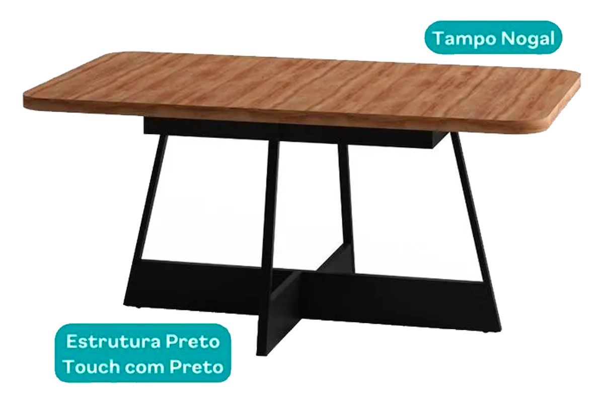 Mesa Jantar Átria Retangular 1592 Aço c/Tampo Madeirado 160cm Carraro Mesa Jantar Átria Retangular 1592 Aço c/Tampo Madeirado 160cm Carraro