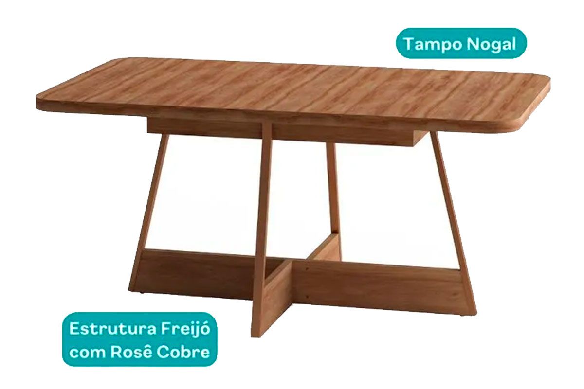 Mesa Jantar Átria Retangular 1592 Aço c/Tampo Madeirado 160cm Carraro Mesa Jantar Átria Retangular 1592 Aço c/Tampo Madeirado 160cm Carraro