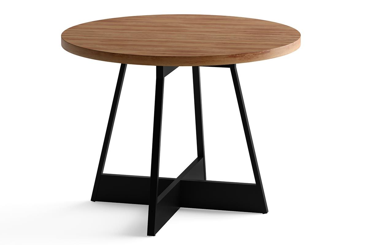 Mesa Jantar Átria 1594 Redonda Aço c/Tampo Madeirado 100cm Carraro
