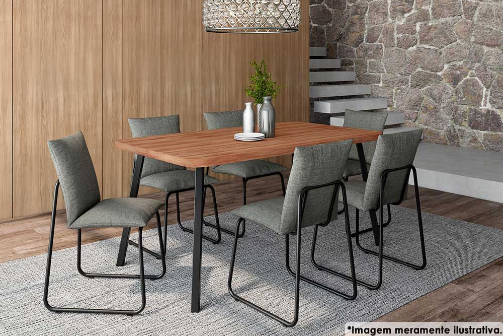 Mesa Jantar Stellar 1597 Aço c/Tampo Madeirado 160cm Carraro Mesa Jantar Stellar 1597 Aço c/Tampo Madeirado 160cm Carraro