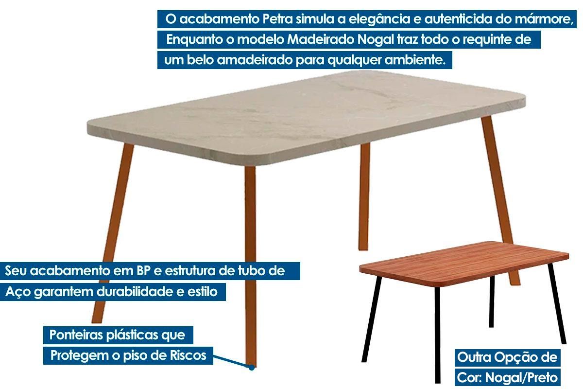 Mesa Jantar Stellar 1597 Aço c/Tampo Madeirado 160cm Carraro Mesa Jantar Stellar 1597 Aço c/Tampo Madeirado 160cm Carraro
