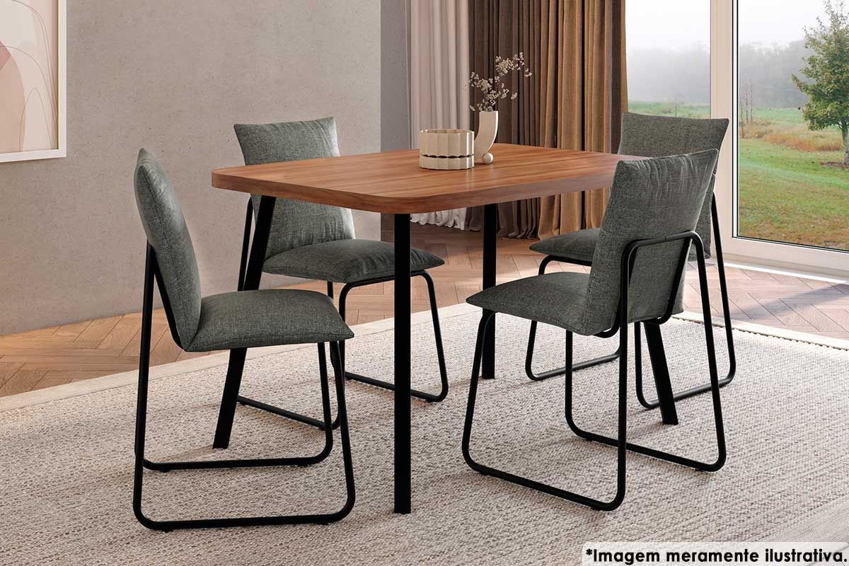 Mesa Jantar Stellar 1598 Aço c/Tampo Madeirado 120cm Carraro Mesa Jantar Stellar 1598 Aço c/Tampo Madeirado 120cm Carraro
