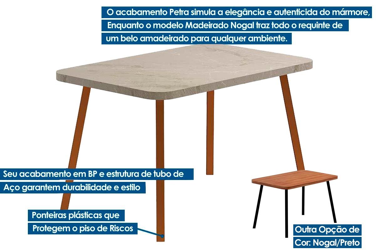 Mesa Jantar Stellar 1598 Aço c/Tampo Madeirado 120cm Carraro Mesa Jantar Stellar 1598 Aço c/Tampo Madeirado 120cm Carraro