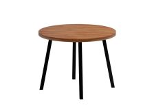 Mesa Jantar Stellar 1599 Aço c/Tampo Madeirado Redondo 100cm Carraro - Preto/Nogal