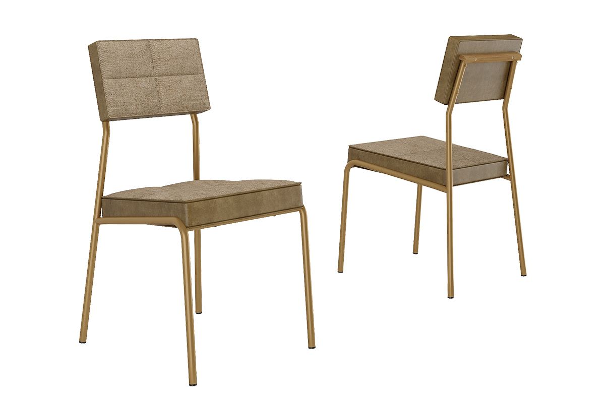 Cadeira Jantar Neo 1740 Aço Kit 2Un CarraroDourado/Linho Bamboo/Corano Bamboo Cadeira Jantar Neo 1740 Aço Kit 2Un CarraroDourado/Linho Bamboo/Corano Bamboo