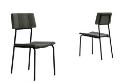 Cadeira Jantar Lou 1742 Aço Kit 2 Uni Carraro - Preto/Linho Grafite