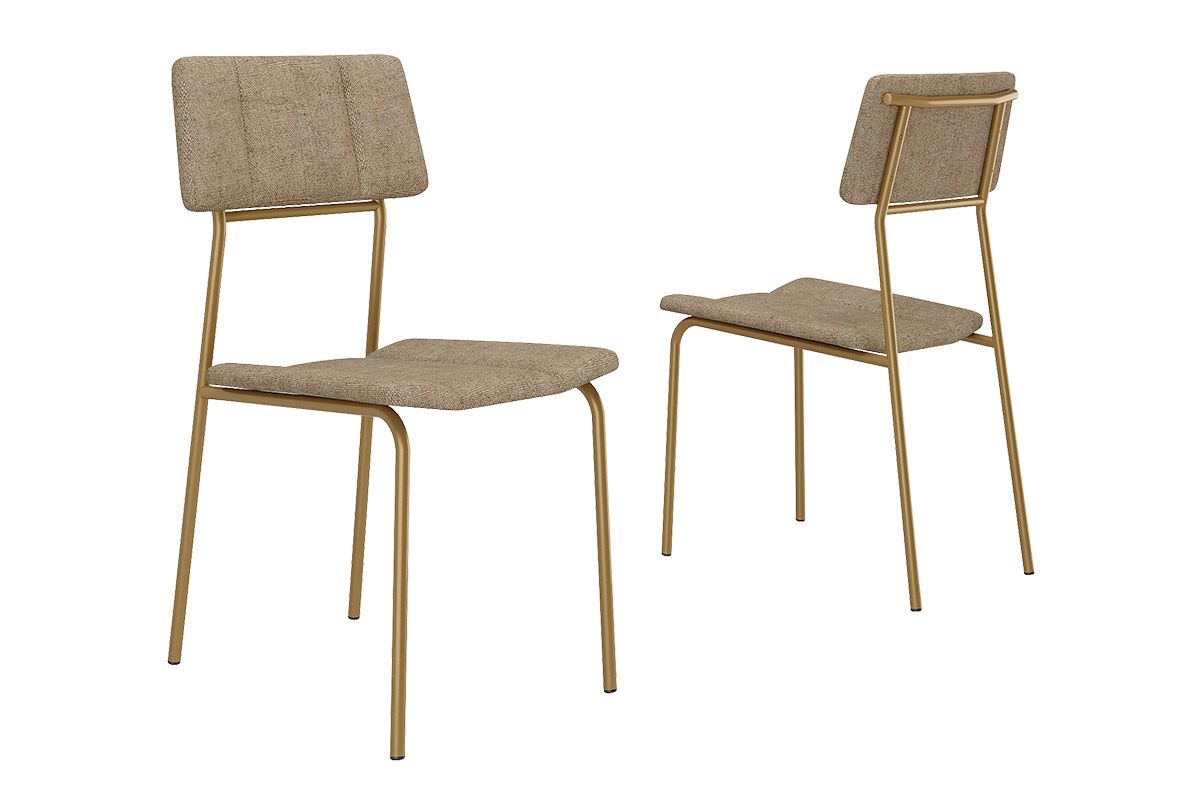 Cadeira Jantar Lou 1742 Aço Kit 2 Uni CarraroDourado/Branco