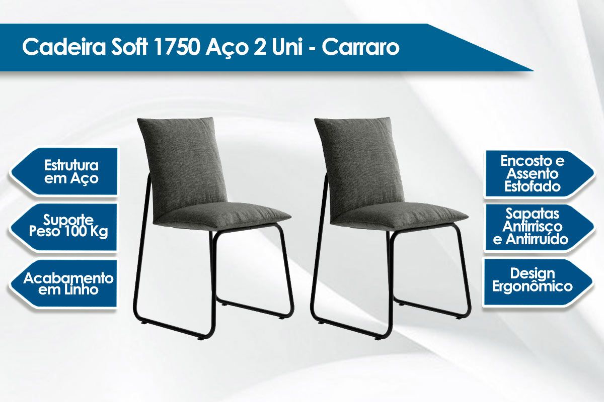 Cadeira Jantar Soft 1750 Aço Kit 2 Uni Carraro Cadeira Jantar Soft 1750 Aço Kit 2 Uni Carraro