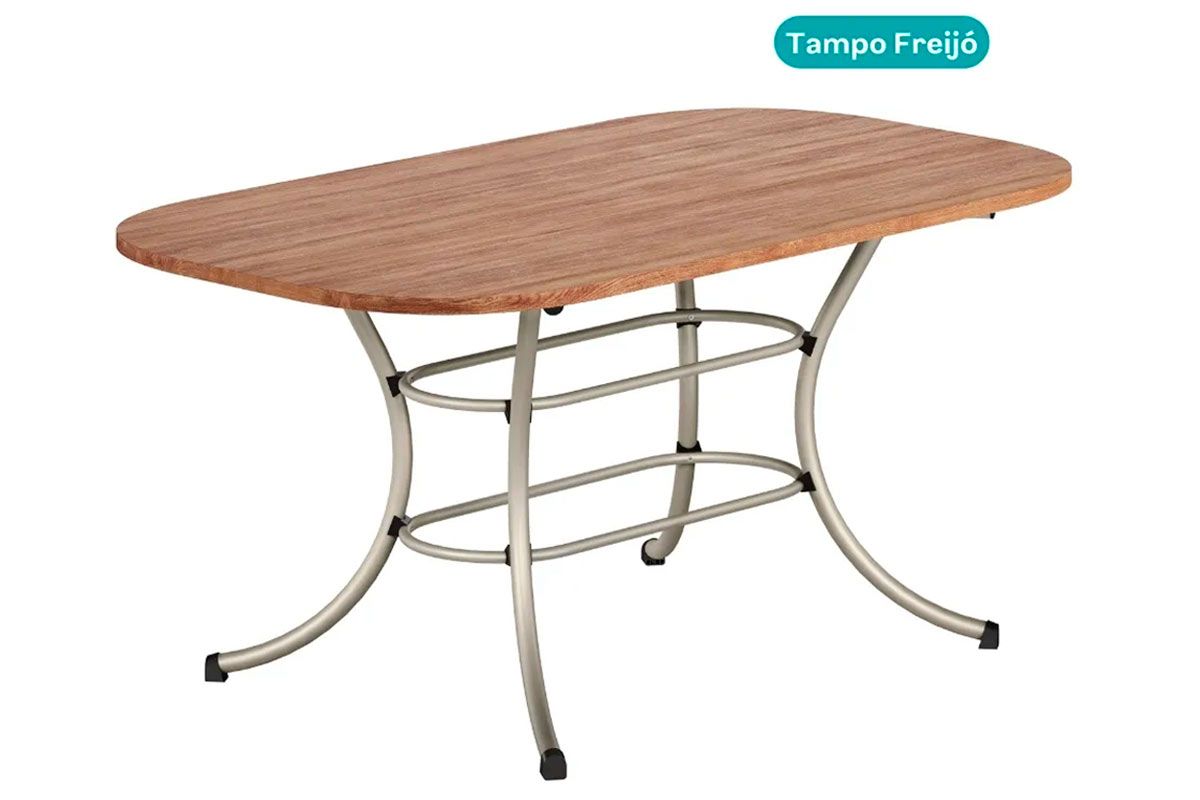 Sala de Jantar Completa 1547 Aço c/ Tampo Madeirado 160x90cm e 6 Cadeiras 1736 - Carraro