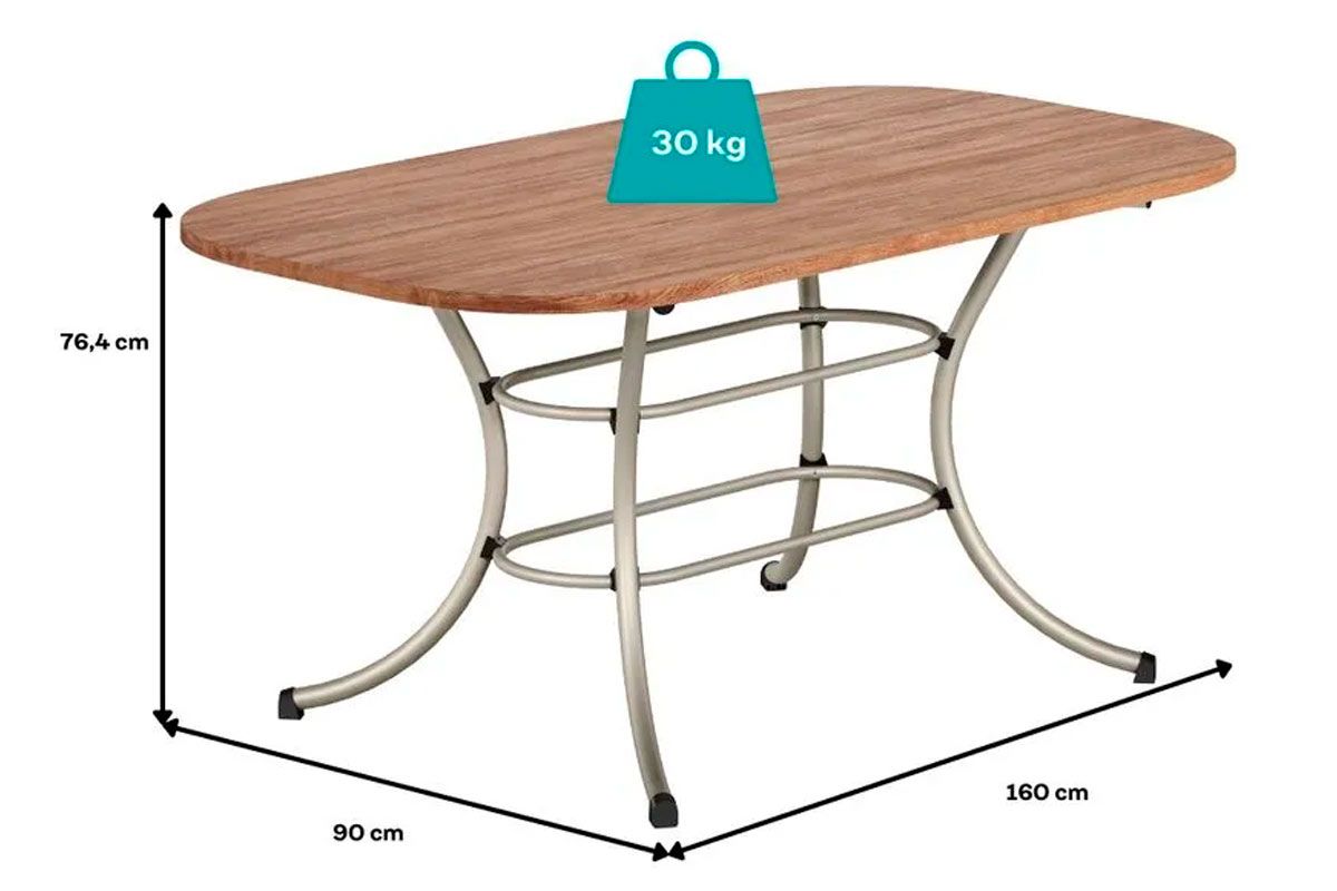 Sala de Jantar Completa 1547 Aço c/ Tampo Madeirado 160x90cm e 6 Cadeiras 1736 - Carraro