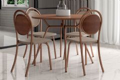Sala de Jantar Completa 1588 c/ Tampo Madeirado 100cm e 4 Cadeiras 1738 - Carraro