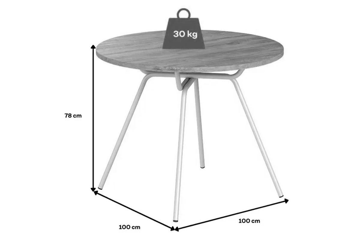 Sala de Jantar Completa 1588 c/ Tampo Madeirado 100cm e 4 Cadeiras 1738 - Carraro