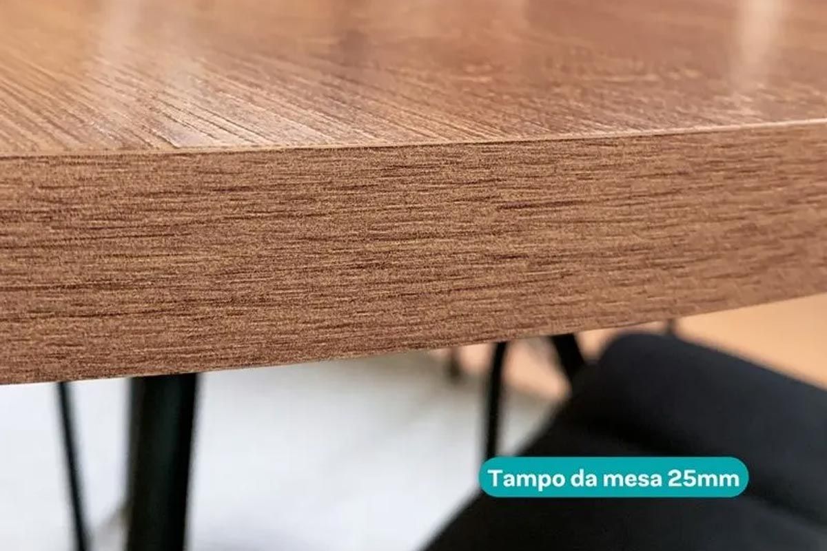 Sala de Jantar Completa 1588 c/ Tampo Madeirado 100cm e 4 Cadeiras 1738 - Carraro