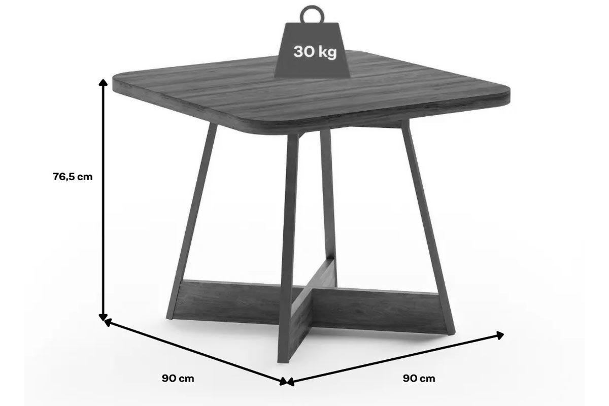 Sala de Jantar Completa 1593 c/ Tampo Madeirado 90x90cm e 4 Cadeiras 1742 - Carraro