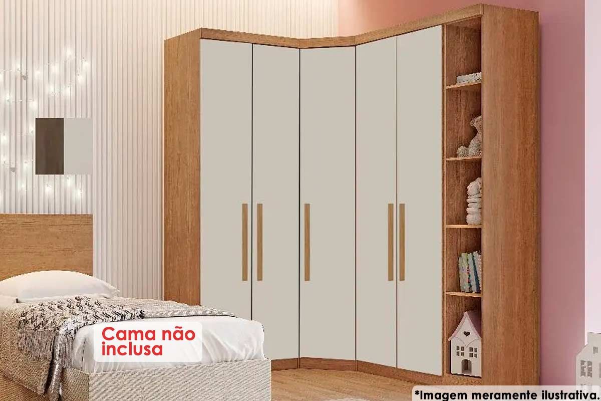 Quarto Casal Modulado Rizon 4 Peças (1 Closet + 2 Guarda Roupas + 1 Complemento) QC215 - Novo Horizonte