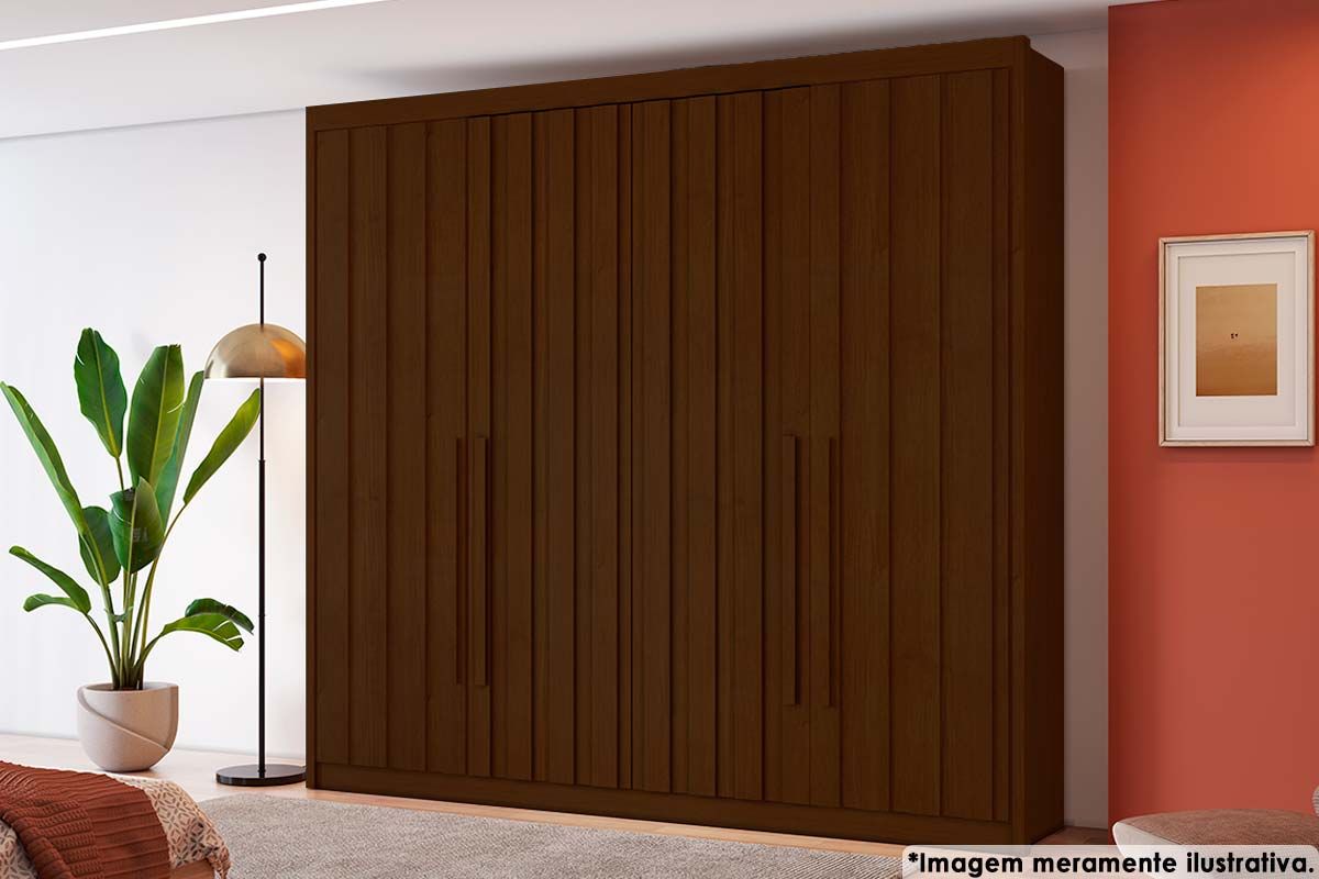Guarda Roupa Solteiro 4 Portas Ripadas e 4 Gavetas Grécia Conquista