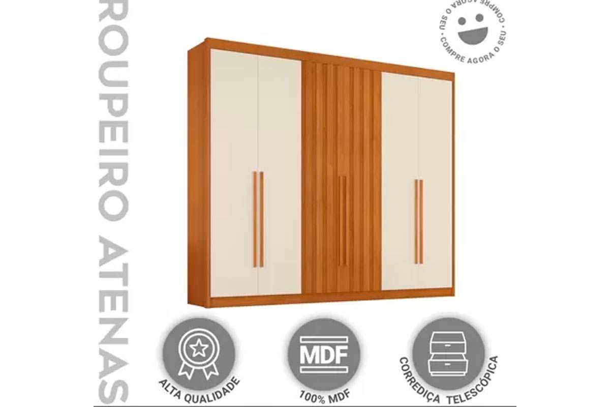 Guarda Roupa Casal 6 Portas (2 Ripadas) e 6 Gavetas Atenas Conquista Guarda Roupa Casal 6 Portas (2 Ripadas) e 6 Gavetas Atenas Conquista
