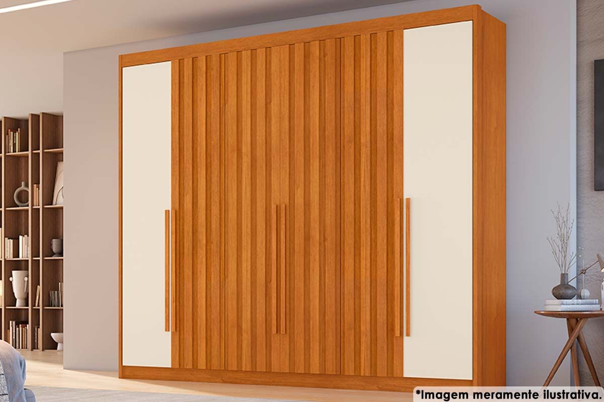 Guarda Roupa Casal 6 Portas (4 Ripadas) e 6 Gavetas Atenas ConquistaCinamomo/Off White Guarda Roupa Casal 6 Portas (4 Ripadas) e 6 Gavetas Atenas ConquistaCinamomo/Off White