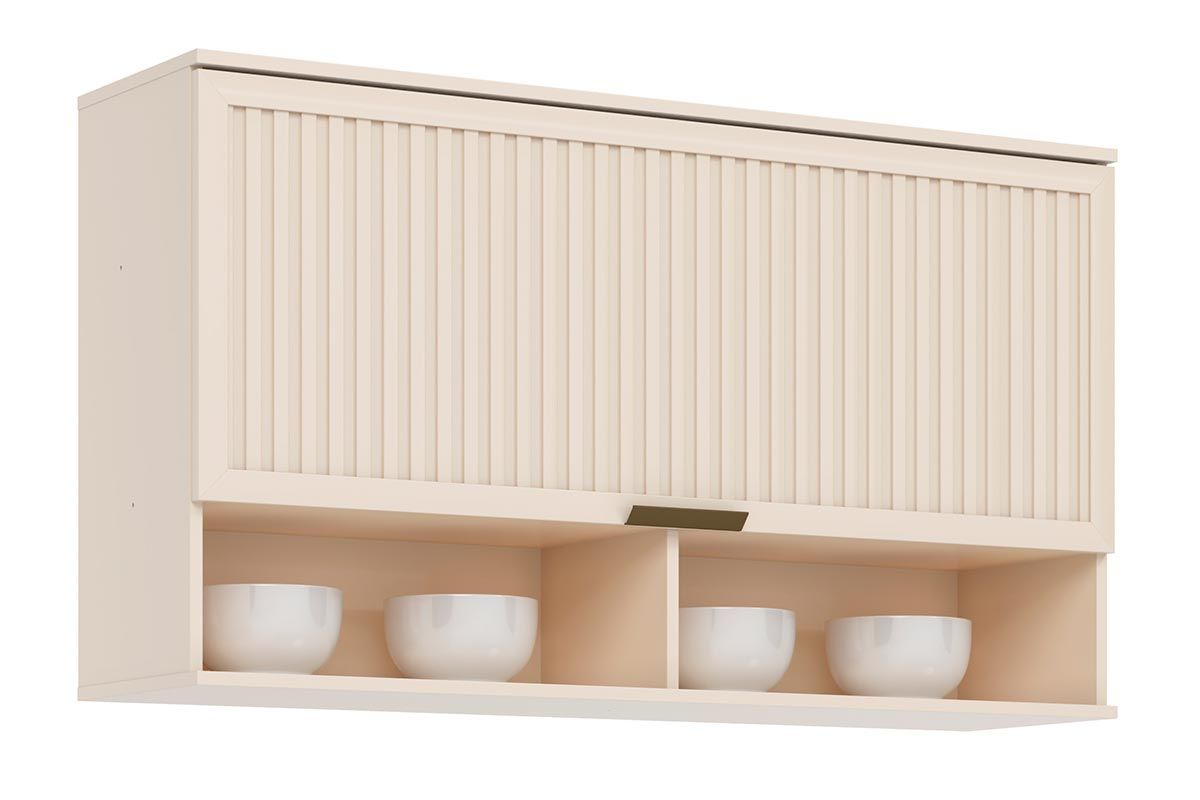 Armário Aéreo Cozinha Henn p/ Connect c/1 Porta Basculante Ripada 120cmOff White
